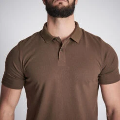 Ademende Jachtpolo Voor Heren 100 Met Korte Mouwen Katoen -Mode Verkoop ademende jachtpolo voor heren 100 met korte mouwen katoen bruin 2