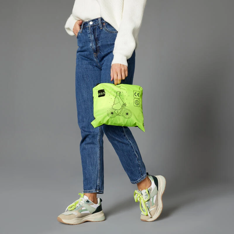 BTWIN FIETSPONCHO STAD ZICHTBAAR OVERDAG 120 ZWART/FLUOGEEL 10 BTWIN FIETSPONCHO STAD ZICHTBAAR OVERDAG 120 ZWART/FLUOGEEL - Afbeelding 8