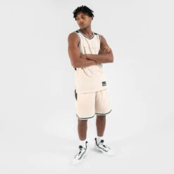 Basketbal Tank Top Heren/dames T500R Omkeerbaar Grijs Zwart Buzzer -Mode Verkoop omkeerbaar mouwloos basketbalshirt voor herendames t500 zwartbeige 2