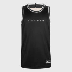 Basketbal Tank Top Heren/dames T500R Omkeerbaar Grijs Zwart Buzzer -Mode Verkoop omkeerbaar mouwloos basketbalshirt voor herendames t500 zwartbeige 4