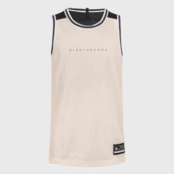 Basketbal Tank Top Heren/dames T500R Omkeerbaar Grijs Zwart Buzzer -Mode Verkoop omkeerbaar mouwloos basketbalshirt voor herendames t500 zwartbeige 7