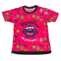 RUNNING SHIRT #MONSTERS Voor HEREN - KAMUABU Kleur ROZE 110grs