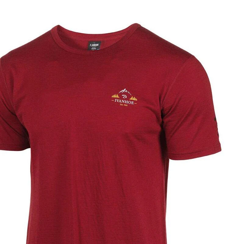 T-shirt Agaton Horizon Royal Cherry Voor Heren - Merinowol - Rood 5 T-shirt Agaton Horizon Royal Cherry Voor Heren - Merinowol - Rood - Afbeelding 3