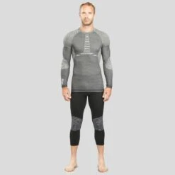 WEDZE Thermoshirt Voor Skiën Heren BL980 Wol Seamless -Mode Verkoop thermoshirt voor skien heren bl980 wol seamless grijs 2